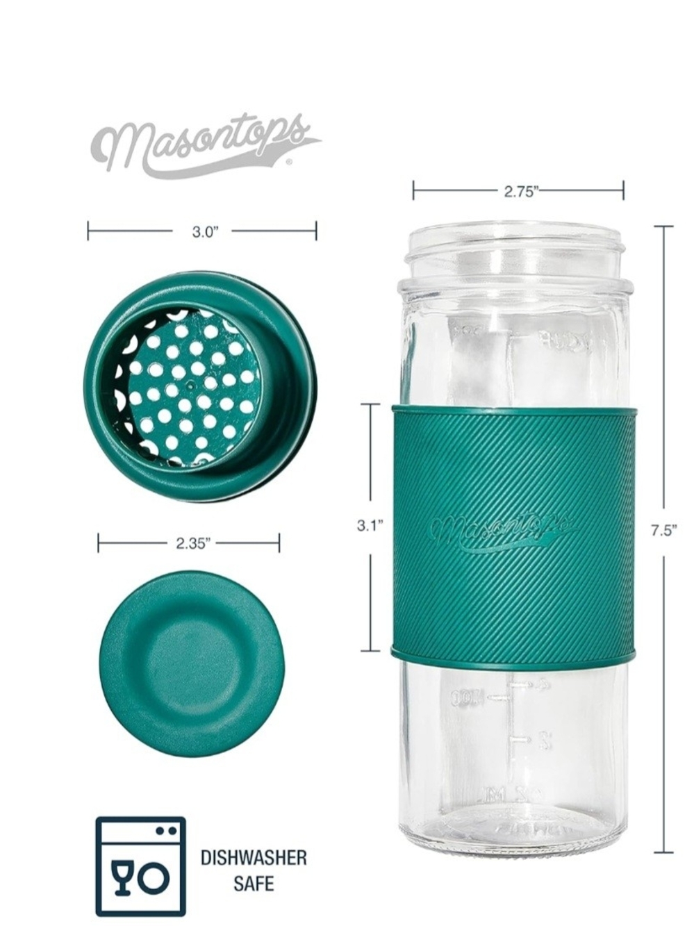 Teal Silicone Mason Jar Sleeve and Lid Set